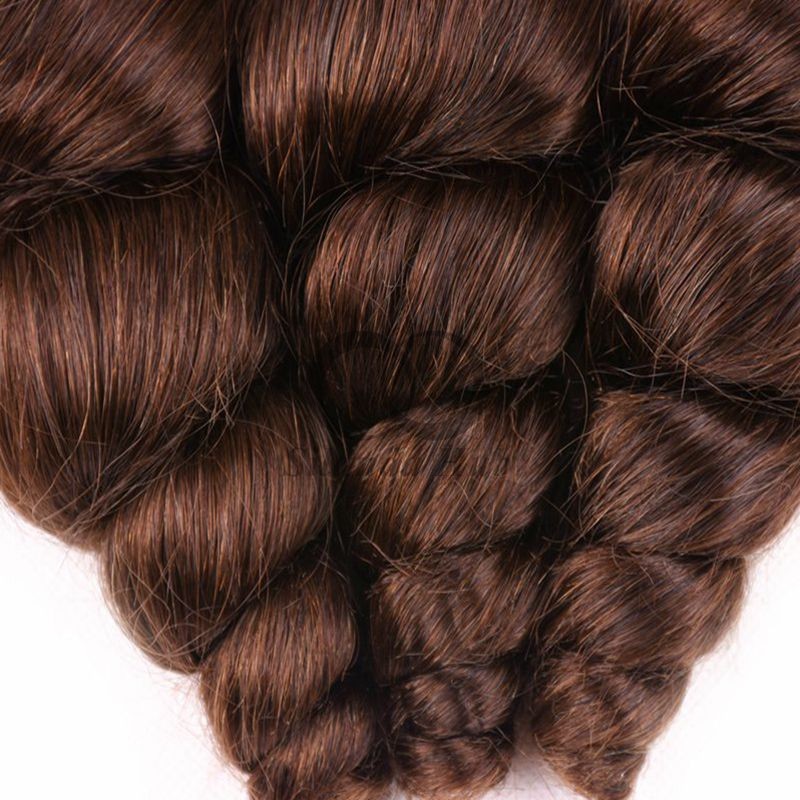 #4 Medium Brown Loose Wave Remy Human Hair Bundles Sew In Weave Bundles Brazilian Bundle Deals