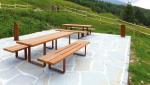 Outdoor Furniture Metal Wood Table Bench sets with Customized Material/color/