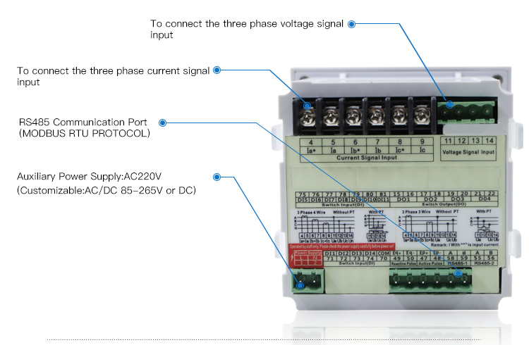 Three Phase LCD display Multifunction Power Meter with RS485 Communication Port
