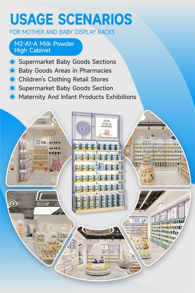 M2-A1-A Baby Store Display Cabinet with Soft Film Light Box and Adjustable Shelves for Chain Baby Stores