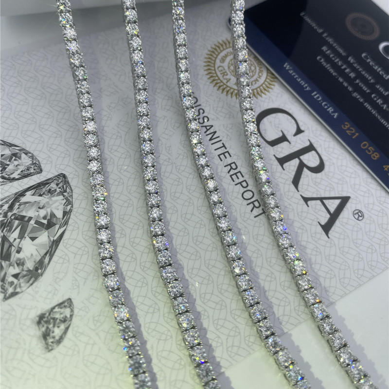 5mm 6.5mm Moissanite Tennis Necklace Hand Set Lab Diamond Tennis Necklace