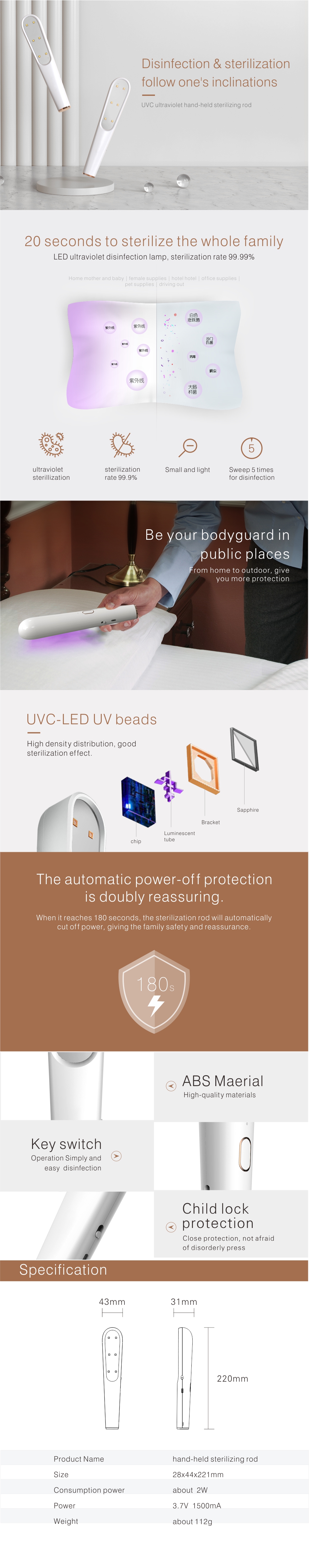 Rechargeable Handheld Ultraviolet Lamp