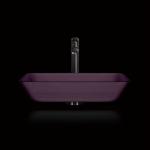 Rectangular Vessel Bathroom Sink Acid Matt Purple Glass Countertop