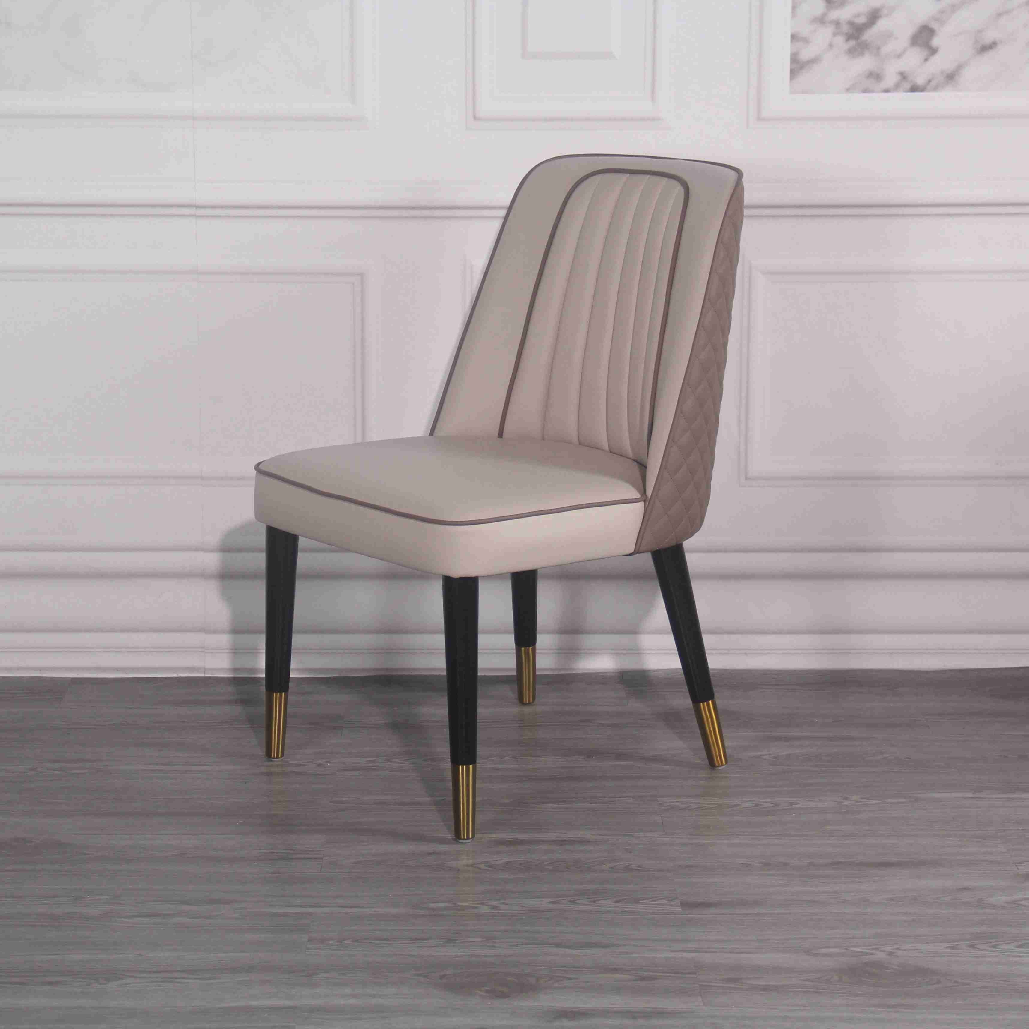 Hotel Solid Wood Back Chair PU High Elastic Sponge Padded Dining Room Chairs