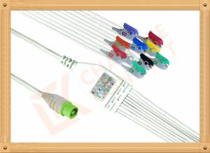 Quality Green NEC One Piece Ecg Accessories Cable10 Lead Clip AHA Durable PU Material Cable wholesale