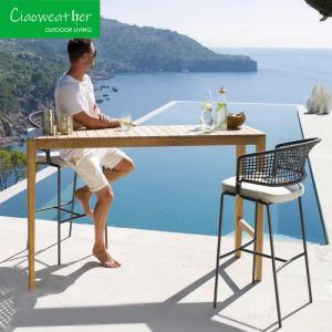 Quality Outdoor Garden Aluminum Frame Rattan Bar Stool Chair for Hotel Courtyard Patio Furniture wholesale