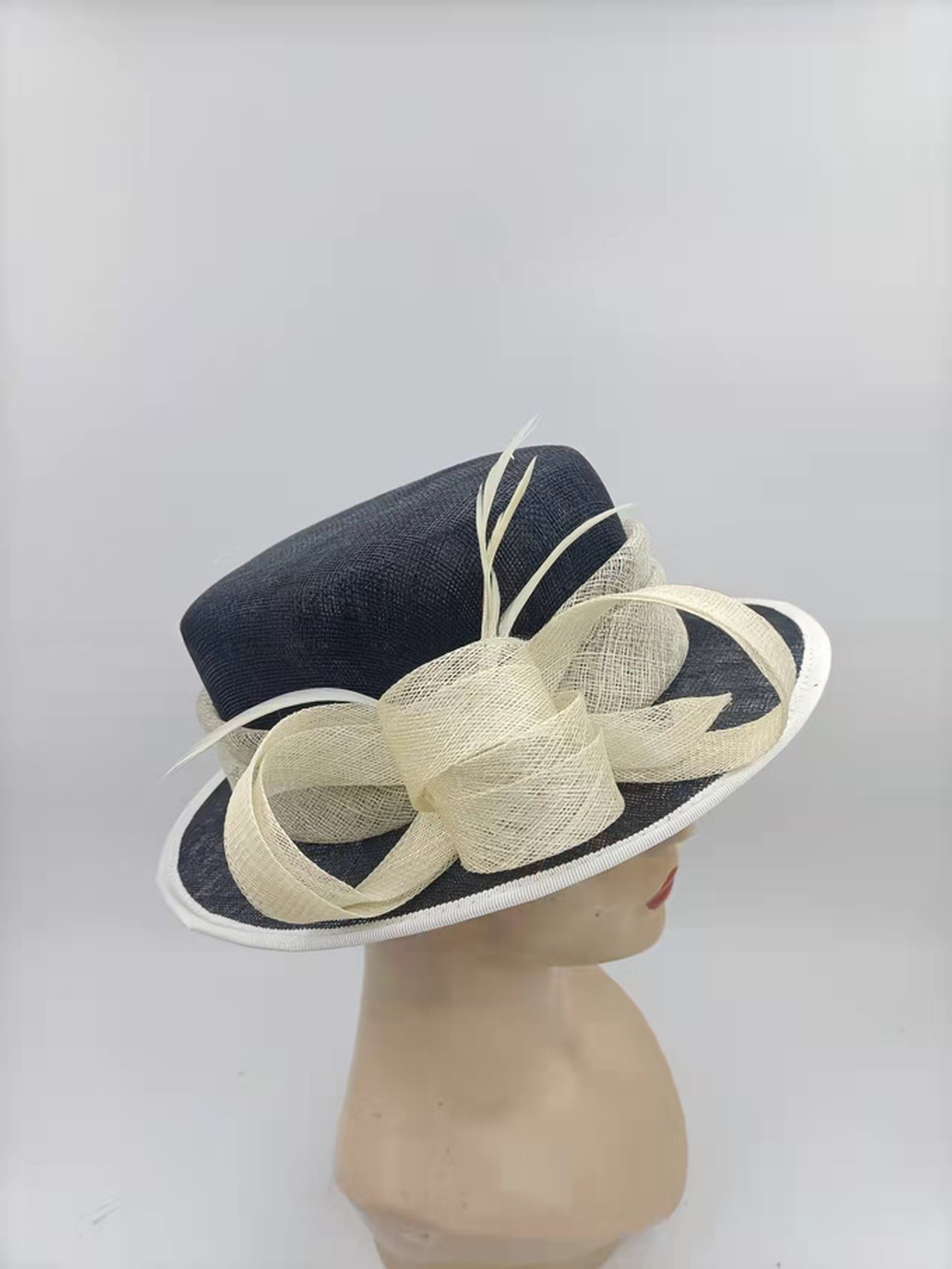 30 cm Sinamay Feather Fascinator Embellished with Chicken Feather