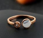316L Steel 18k Real Gold Shell Opening Ring Jewelry Roman Number Diamond Finger