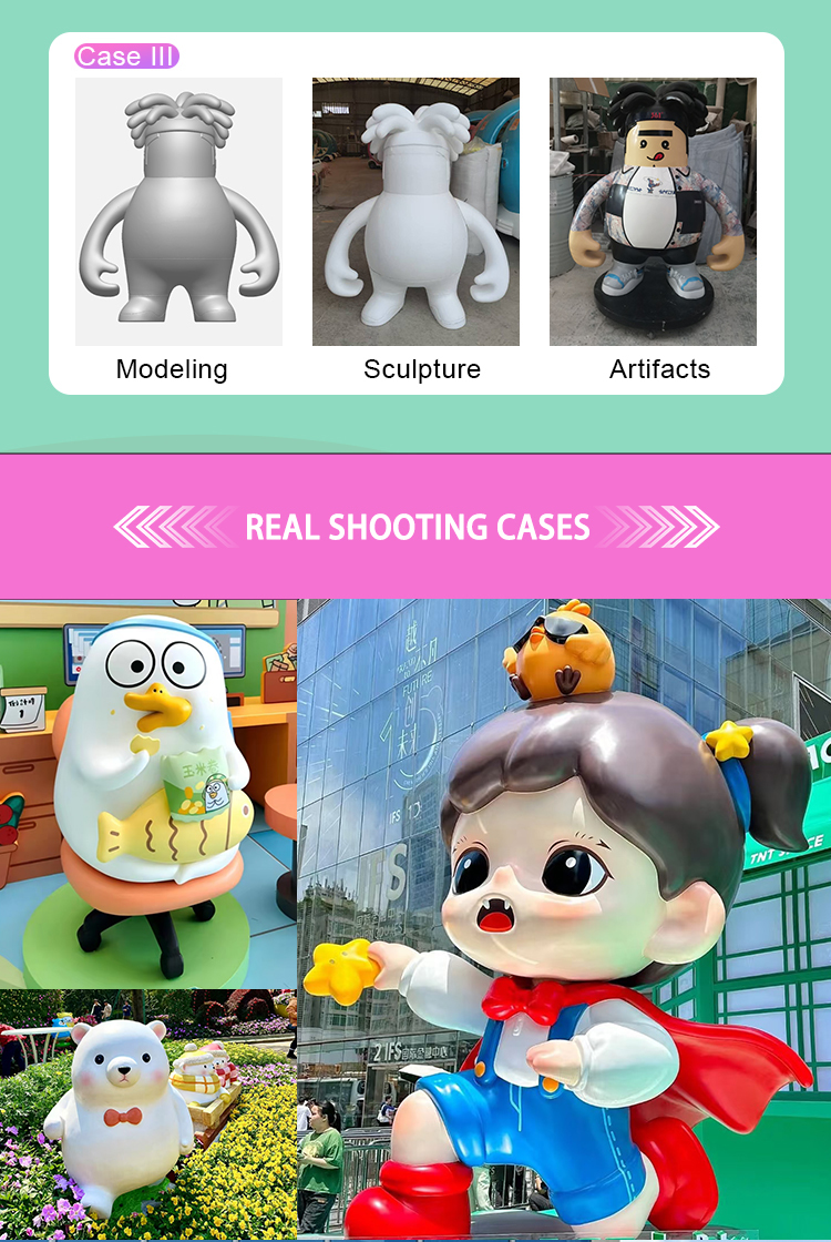 Colorful 3m High 3D Cartoon Resin Fiberglass Sculpture For Event Exhibition Easy To Clean And Long-Lasting