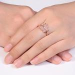 18K Rose Gold Rose Quartz Butterfly Shpe Diamonds Ring for Women Gift (GDR005)