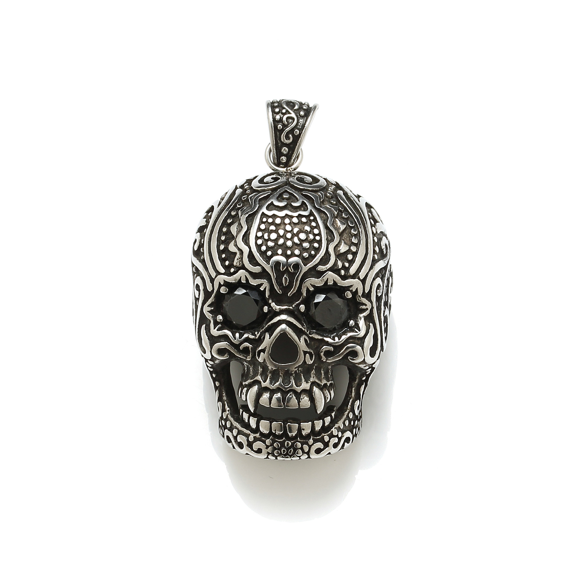 Wholesale Men Fashion Jewelry Cool Hip Hop Vintage Skull Head Pendant Necklace