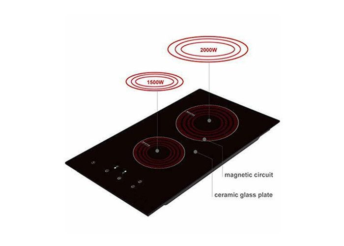 30cm 3500W Double Burner Induction Cooktop With Timer Locking