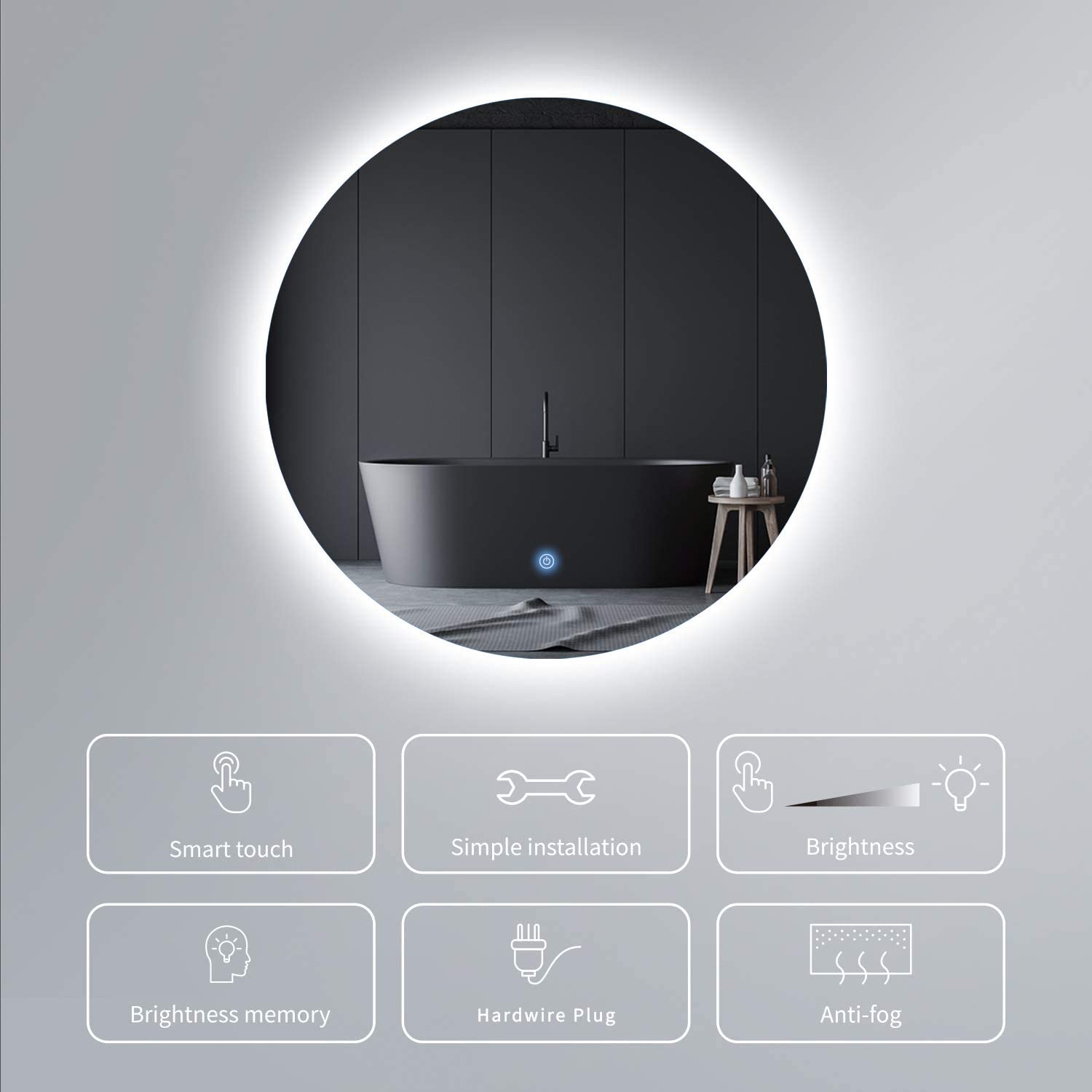 Hotel Lighted Mirror TV Frameless LED Illuminated Bathroom Mirror For Beauty Salon