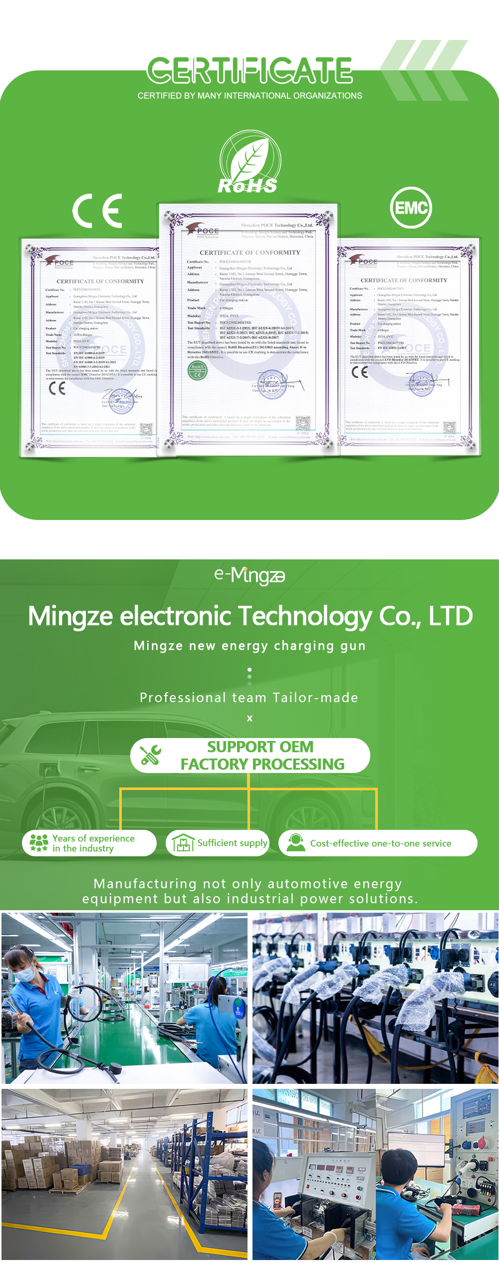 Prophylactic Temperature Protection Type 2 to Type 2 EV Charging Cable 5m Length from E-mingze for EV Charging Stations