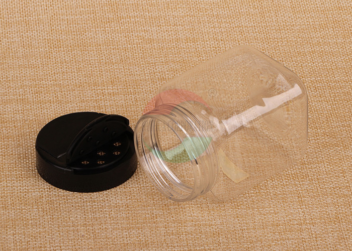 Square Pet Clear Plastic Jars Thick Powder / Salt / Spice Small Plastic Jars