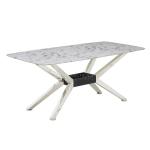 Home Furniture Marble Top Stainless Steel Dining Table 78inchx40inchx30inch