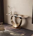 Polished Marble & Stainless Steel Console Tables - Entryway Elegance