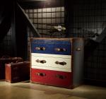 Brushed Steel Antique Steamer Trunk , Leather Steamer Trunk Side Cabinet 3