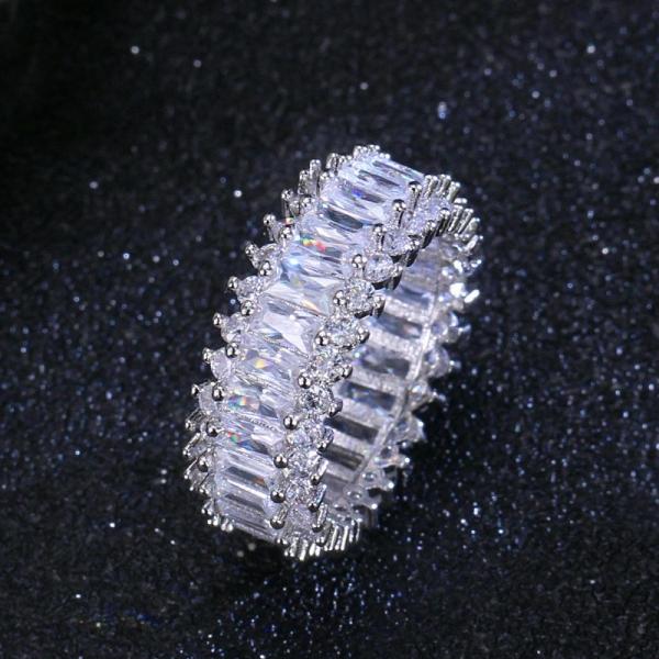 CZ Zircon Crystal Ring Cross Silver Ring for Women Wedding Trendy Ring Jewelry
