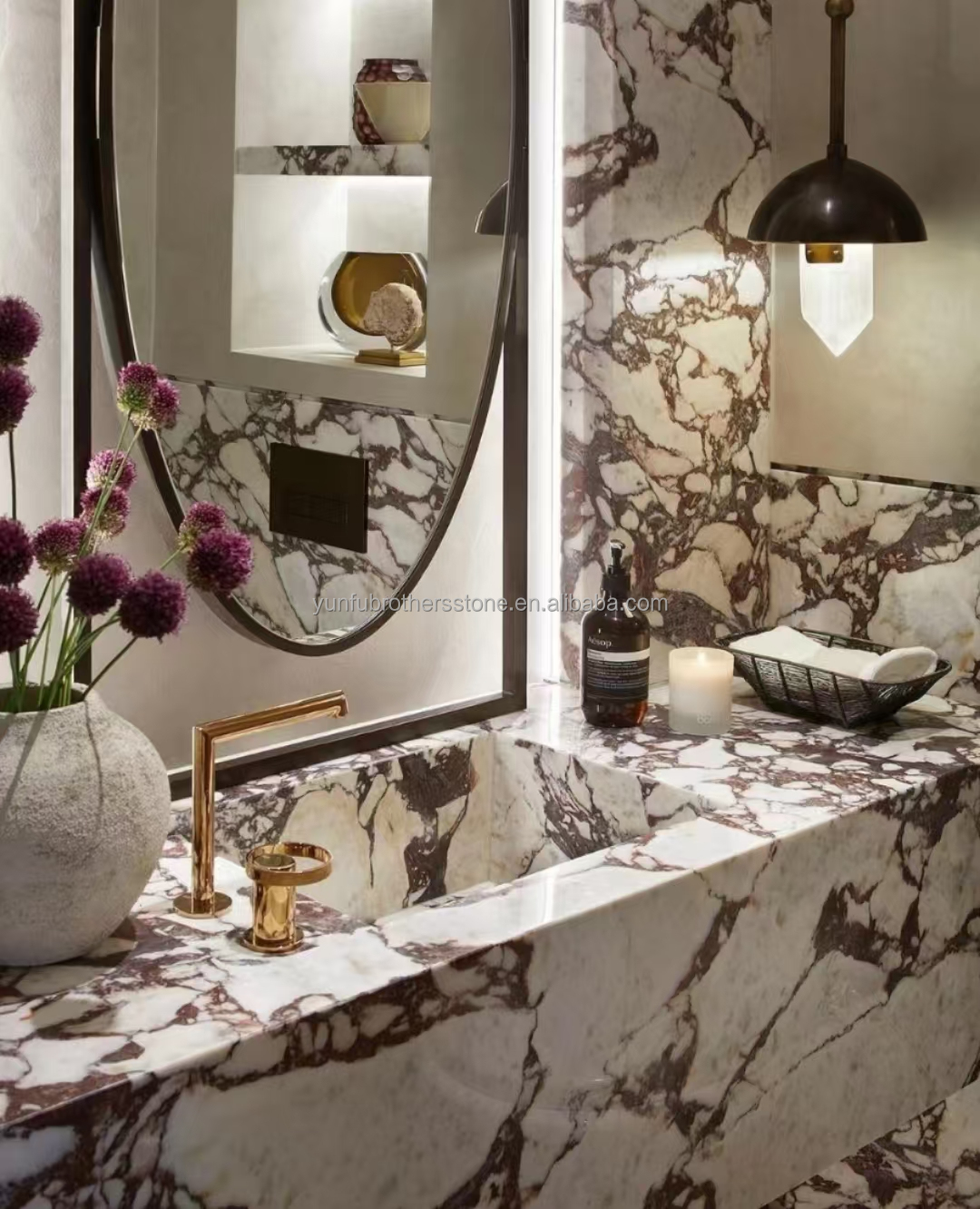 Modern Calacatta Viola Marble Vanity Sink for Big Slab Kitchen Countertops and Sinks