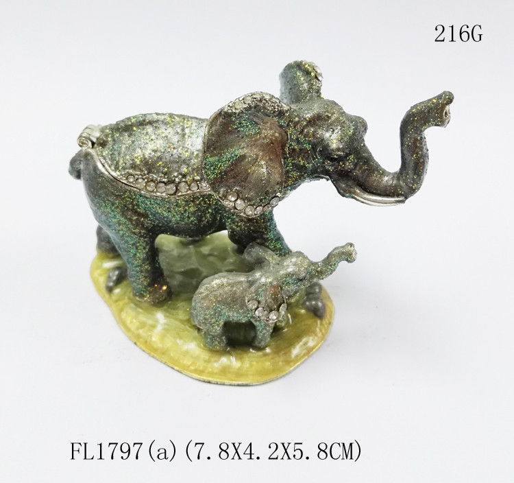 Enamel Elephant Trinket Jewelry Decorative Box elephant shaped jewelry box for promotional gift