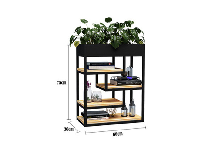 Delicate Balcony Flower Pot Shelf , Plants Metal Garden Shelves Multi Functional Fence
