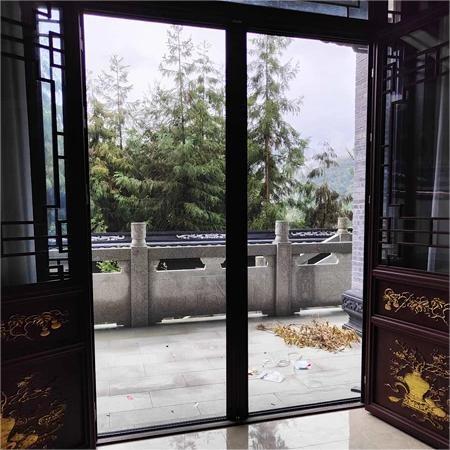 Trackless Screen Door Black Aluminum Alloy Screen Doors For Home Outdoor 18*16