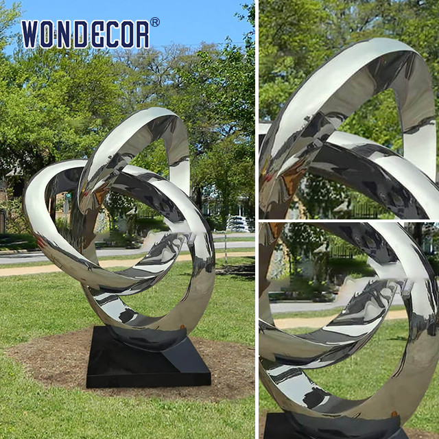Outdoor Stainless Steel Art Sculptures Garden Abstract Twisted Ring