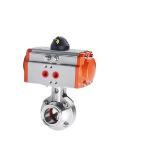 Quality Water Media Sanitary Stainless Steel 304 Tri Clamp Pneumatic Actuator Butterfly Valve wholesale