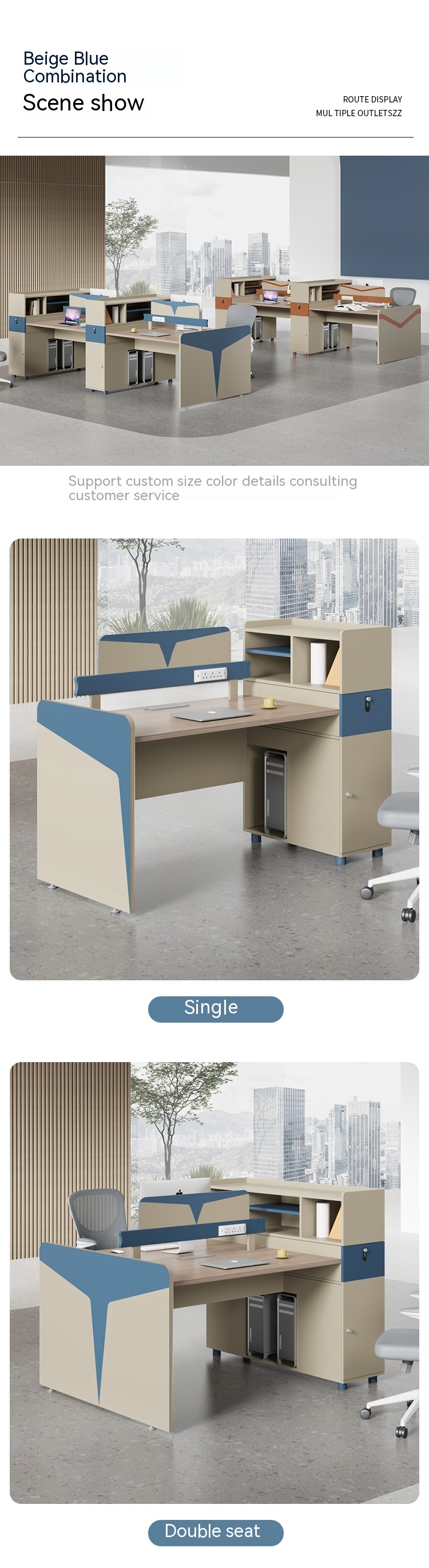 General Commercial Furniture One-Stop Shopping Modern Modular Workstation Staff Table Set