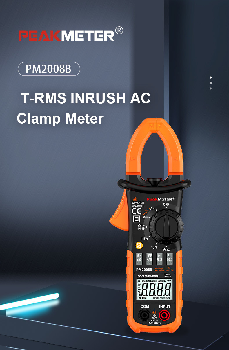 Auto and Manual Range Digital Clamp Meter T-RMS INRUSH Current meter MAX MIN values measurement