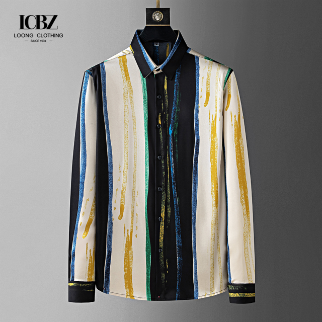 Solid Color Chinese Collar Men's Dress Shirts in Cotton for Dressy and Casual Outfits