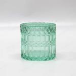 Transperant Glass Jar Candle Vessel Luxury Embossed Candle Jar With Lid