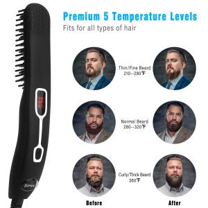 Quality 100℃-220℃ PTC Fast Heat Ionic Beard Straightener Brush wholesale