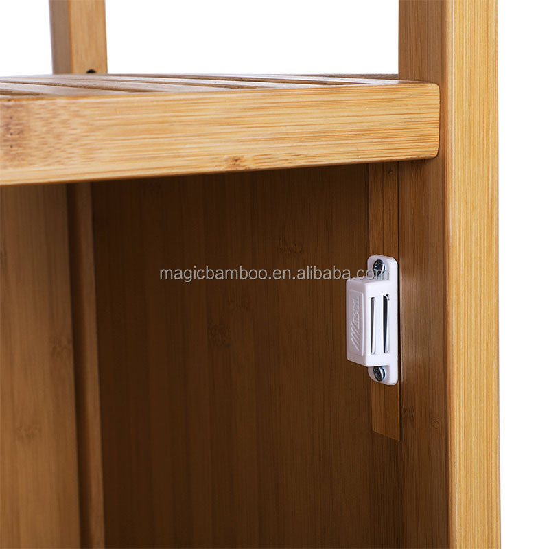 CLASSIC Design Style Multifunctional Bamboo Cabinet 4 Tiers Floor Bathroom Storage