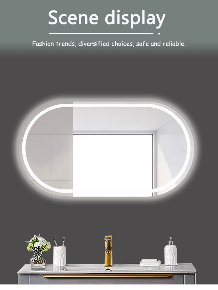 Smart LED Bathroom Vanity Mirror with Oval Bath Toilet and Luminous Lights in Silver