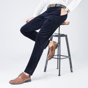 Quality Regular Fit Drawstring Closure Corduroy Dress Pants for Men's Professional Look wholesale