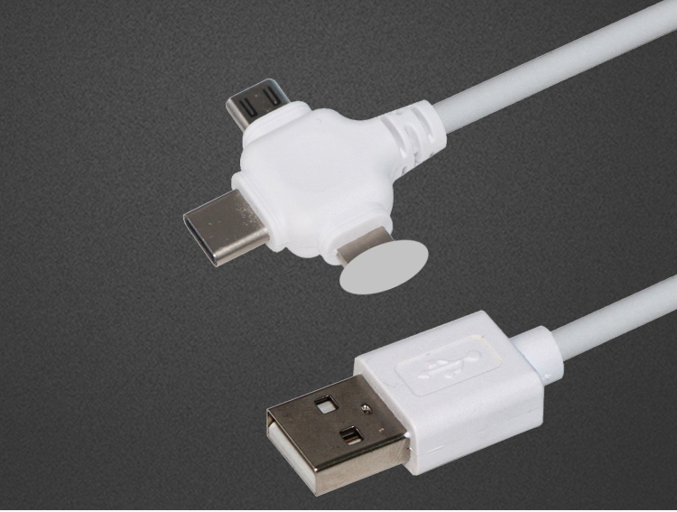0.5m USB 2.0 Quick Charge USB Data Cable 3 In 1 Usb Charging Cable