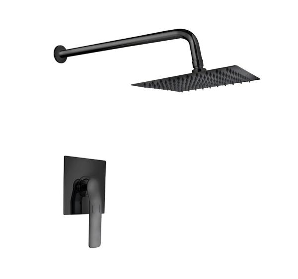 Single lever concealed in-wall bath or shower mixer matt black bathroom brass