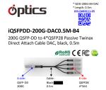200G QSFPDD To 4x50G QSFP28 Breakout DAC(Direct Attach Cable) (Passive) 0.5M Dac