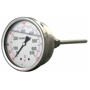 Quality SS Long Stem Liquid Filled 4 Inch Industrial Bimetal Thermometer 1/2 NPT wholesale