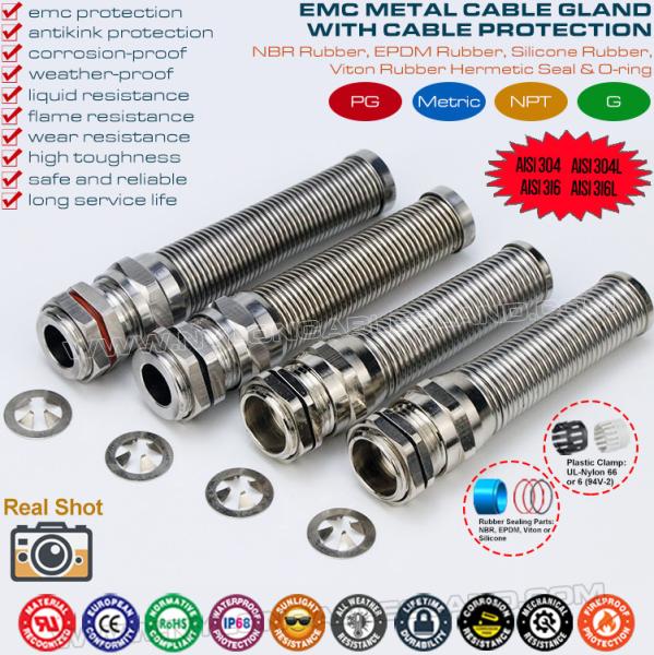 Metal EMC (EMI, EMV) Cable Gland, IP68 Watertight Brass PG Cable Gland Connector