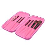 Custom Polyester Zipper Pink Cosmetic Bags , Women's Makeup Bag With Brush