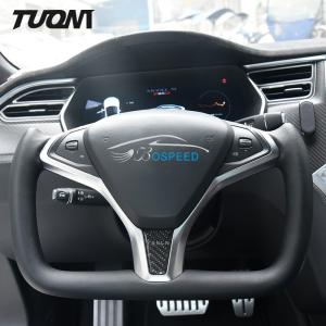 Quality Leather Tesla Carbon Fiber Yoke Steering Wheel Ergonomic Grip wholesale