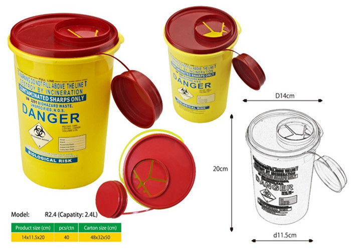 2.4 Litre Sharps disposal container, Sliding Lid, Red,Sharps Container | WinnerCare