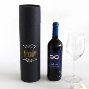 Quality Cylinder Wine Gift Boxes Glossy lamination lining aluminum foil wholesale