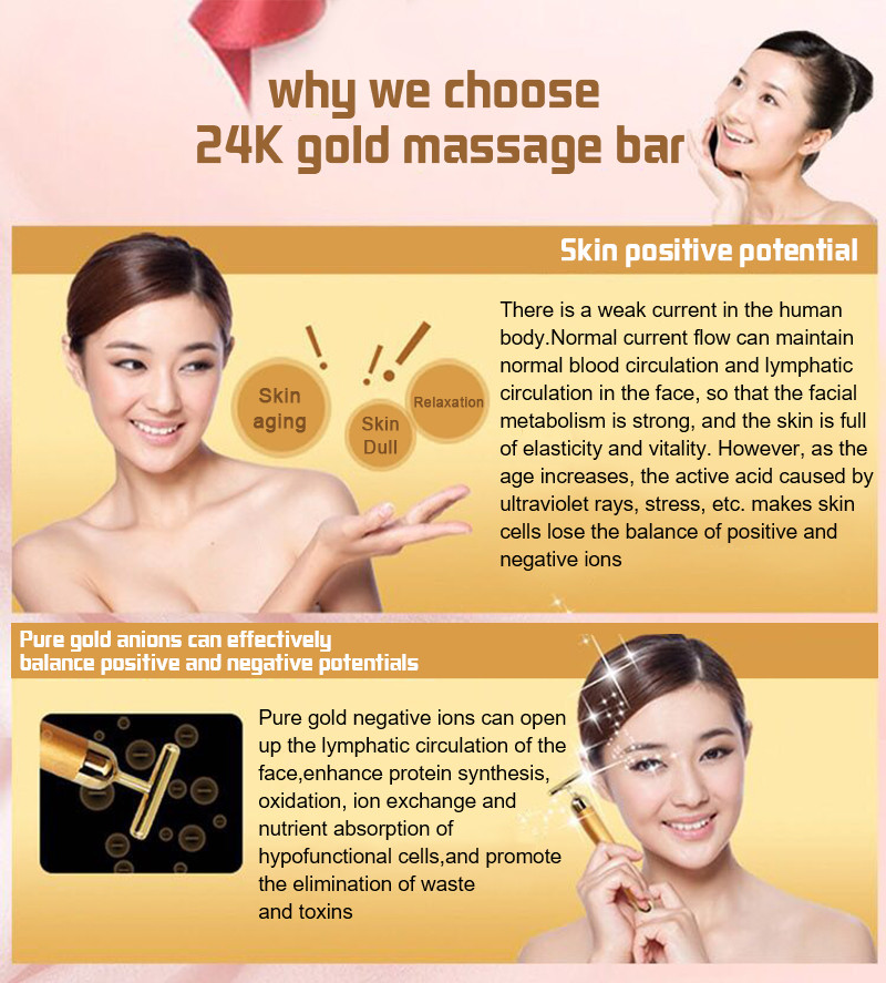 Face Lift DC 1.5V 6000VPM 24K Gold Bar Face Massager