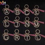 18g A-Z Alphabet Pink Tassel Personalized Stainless Steel Keychains
