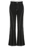 Custom Clothing Factory China Women'S Casual Split Topstitch Bootcut Denim Pants