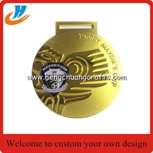 Quality Matt gold plated die cast medal, souvenir award ribbon medals for souvenir wholesale